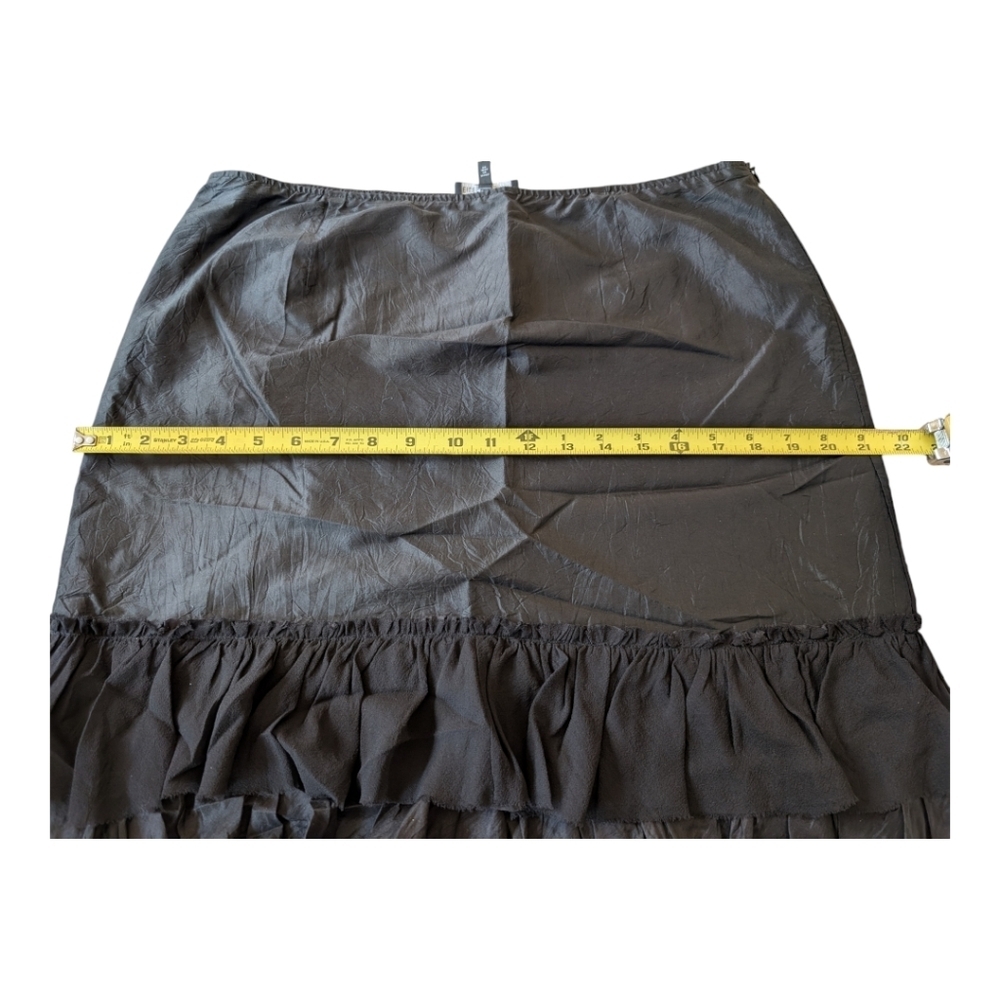 Eileen Fisher 100% Silk, Lined, Tiered Black Ruffle Skirt Size Medium - Picture 8 of 9